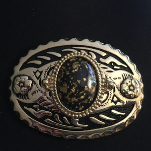 NEW~ Men's Belt Buckle with Gold Flakes in Stone